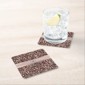 Leopard Pattern Monogram Roos Gold Black Kartonnen Onderzetters (Insitu)