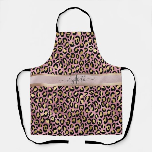 Leopard Pattern Monogram Roos Gold Black Schort (Voorkant)