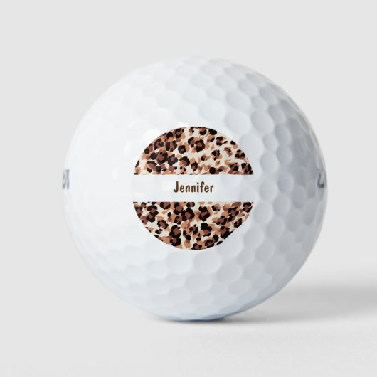 Leopard Pattern Monogram Style Golfballen (Voorkant)