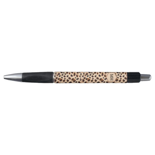 Leopard Pattern Monogrammed Initialen Girly Animal Pen (Voorkant)
