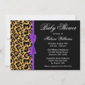 Leopard Pattern Paarse Gedrukt Lint Baby shower Kaart (Voorkant)