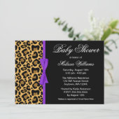 Leopard Pattern Paarse Gedrukt Lint Baby shower Kaart (Staand voorkant)