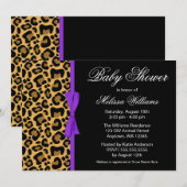 Leopard Pattern Paarse Gedrukt Lint Baby shower Kaart (Voorkant / Achterkant)