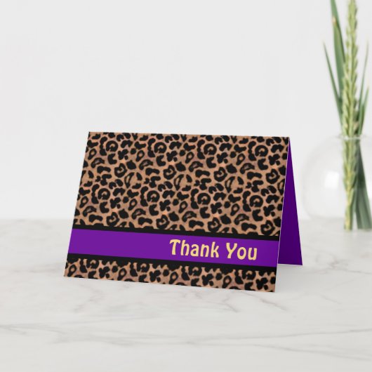 Leopard Pattern Paarse Streep Sweet 16 DANK JE WEL Bedankkaart (Voorkant)