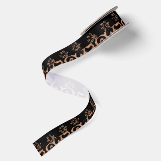 Leopard Pattern Paw Prins Satijnen Lint (Achterkant)