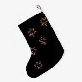 Leopard Pattern Paw Printers Aangepaste foto-set Kleine Kerstsok (Achterkant (Hangend))