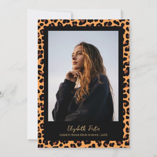 Leopard Pattern Photo Afstuderen Invitation Kaart (Voorkant)