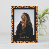 Leopard Pattern Photo Afstuderen Invitation Kaart (Staand voorkant)