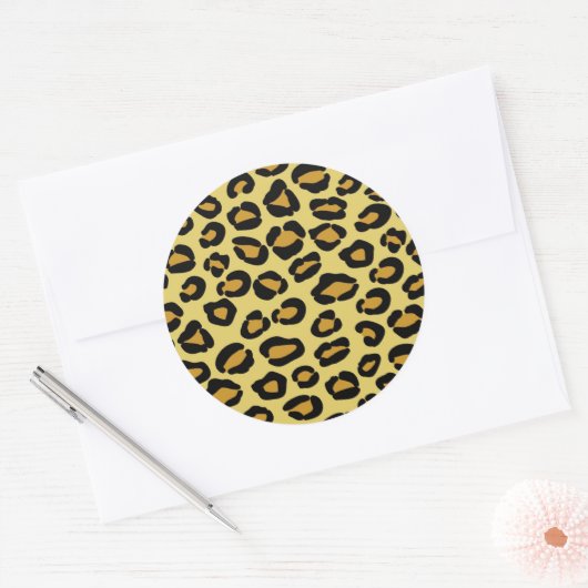 Leopard Pattern Ronde Sticker (Envelop)