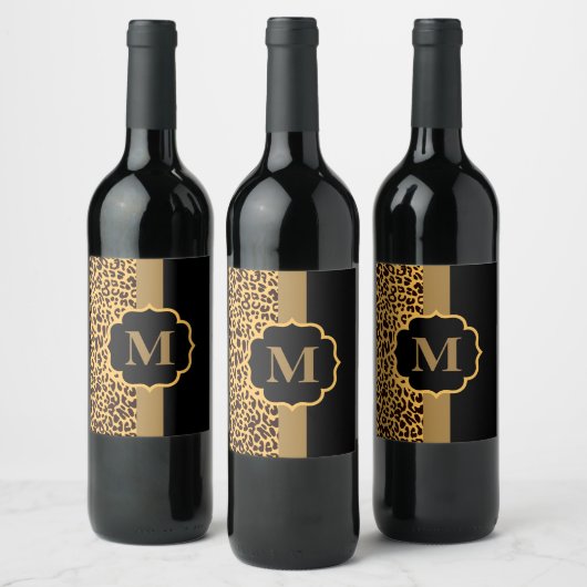 Leopard Pattern Wijn Etiket (Flessen)