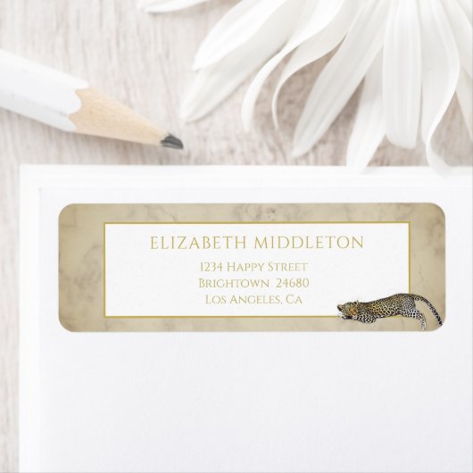 Leopard Pattern Wild Tropical Marble Etiket (Insitu)