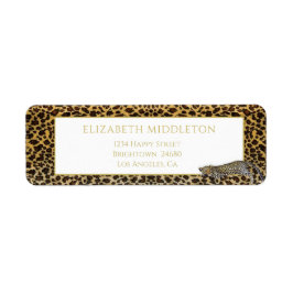 Leopard Pattern Wild Tropical Monogram Etiket