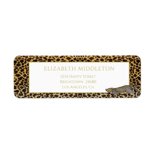 Leopard Pattern Wild Tropical Monogram Etiket (Voorkant)