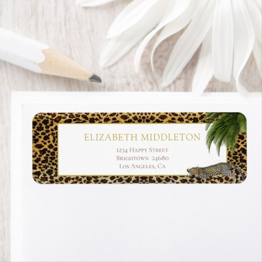 Leopard Pattern Wild Tropical Monogram Etiket (Insitu)