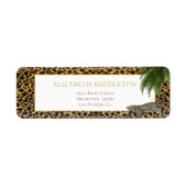 Leopard Pattern Wild Tropical Monogram Etiket (Voorkant)