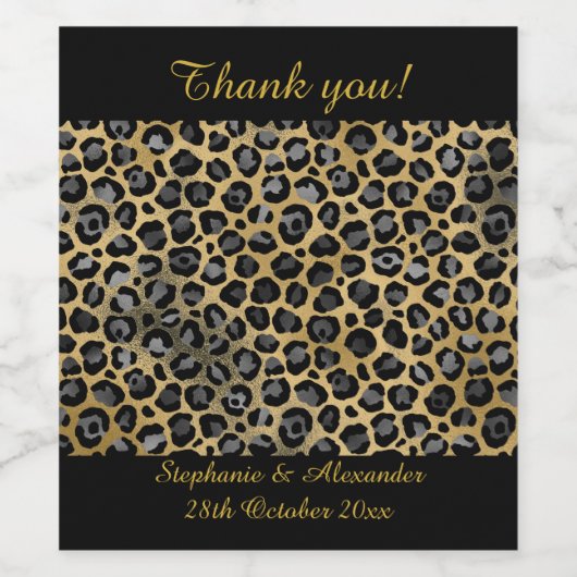 LEOPARD PATTERNED BLACK  WIJN ETIKET (Enkel label)