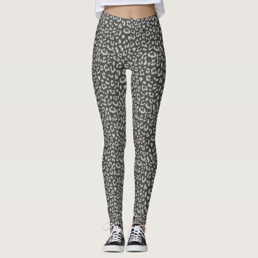 Leopard Patterned Grey over houtskool Leggings (Voorkant)