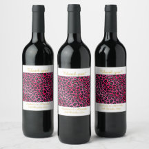 LEOPARD PATTERNED PINK  WINE ETIKET