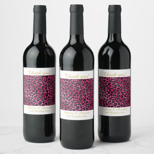 LEOPARD PATTERNED PINK  WINE ETIKET (Flessen)