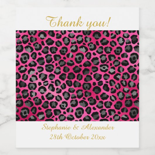 LEOPARD PATTERNED PINK  WINE ETIKET (Enkel label)