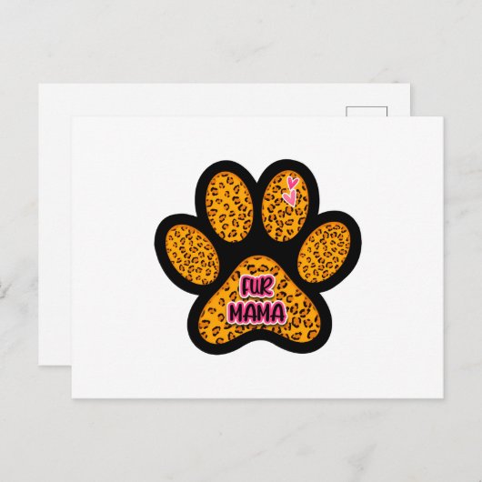 Leopard Paw Print Fur Mama Dog Cat Lovers Briefkaart (Voorkant / Achterkant)