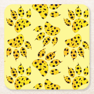 Leopard Paw Print Patroon Kartonnen Onderzetters