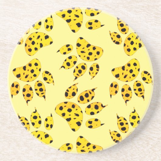 Leopard Paw Print Patroon Zandsteen Onderzetter (Voorkant)