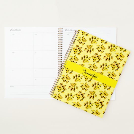 Leopard Paw Print Pattern Naam toevoegen Planner (Display)