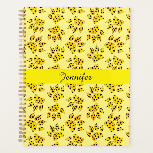 Leopard Paw Print Pattern Naam toevoegen Planner (Voorkant)