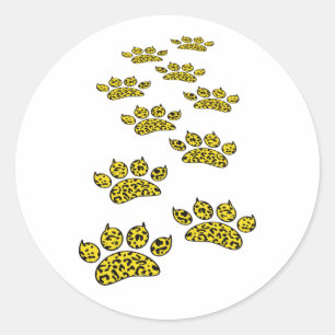 Leopard Paw Print Throw Ronde Sticker