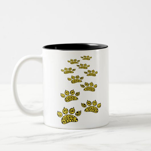 Leopard Paw Print Tweekleurige Koffiemok (Links)