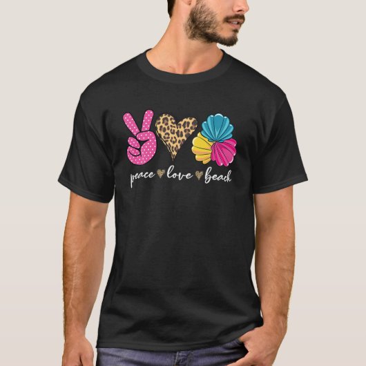 Leopard Peace Love Beach Funny Beach Vibes Summer T-shirt (Voorkant)