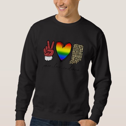 Leopard Peace Love Indiana Heart Lgbt Pride Trui (Voorkant)