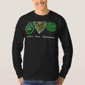Leopard Peace Love Shamrock Irish Saint Patrick S T-shirt (Voorkant)