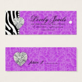 Leopard Pearl Kant Juwelen Prijs Label Paarse Mini Visitekaartjes (Voorkant /achterkant)