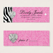 Leopard Pearl Lace Jewels Price Label Pink Mini Visitekaartjes (Voorkant /achterkant)