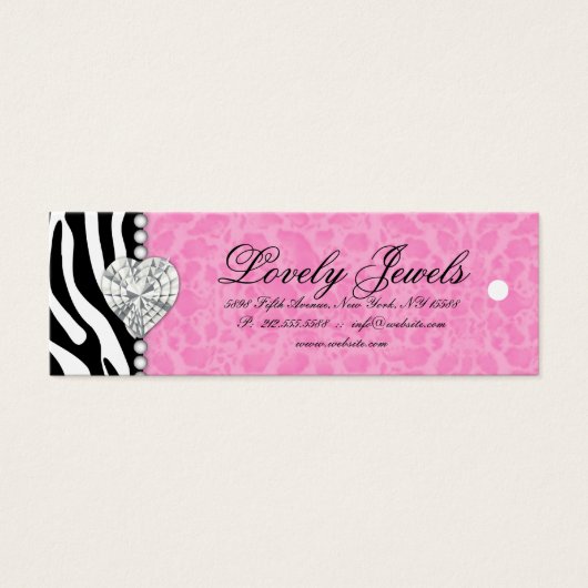 Leopard Pearl Lace Jewels Price Label Pink Mini Visitekaartjes (Voorkant)