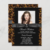 Leopard Photo Sweet 16 Verjaardagsfeest Kaart (Voorkant / Achterkant)