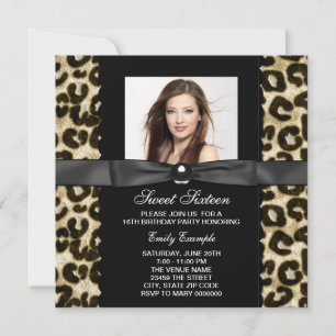 Leopard Photo Sweet 16 Verjaardagsfeest Kaart