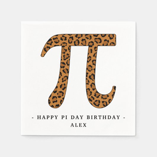 Leopard Pi symbool Happy Pi Day Verjaardag Servet (Voorkant)