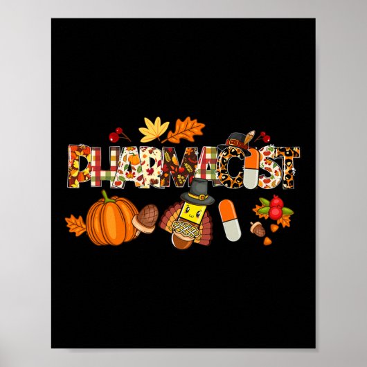 Leopard Pilgrim Pet Herfst Thanksgiving G Poster (Voorkant)