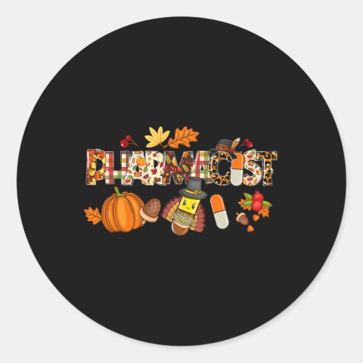 Leopard Pilgrim Pet Herfst Thanksgiving G Ronde Sticker (Voorkant)