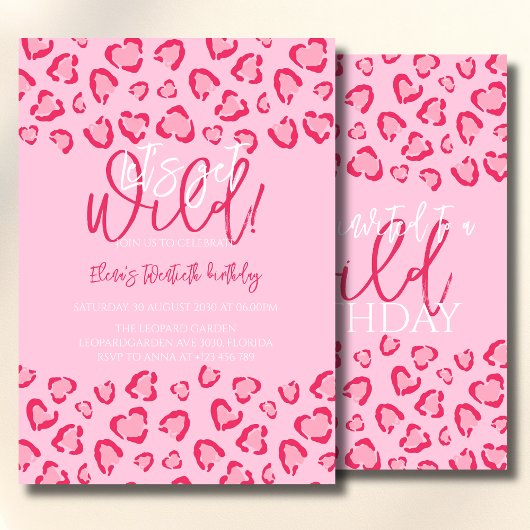 Leopard Pink Birthday Stylish Animal Print Party Kaart