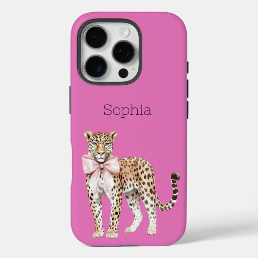 Leopard Pink Bow Case-Mate iPhone Case (Achterkant)