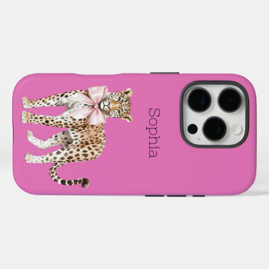 Leopard Pink Bow Case-Mate iPhone Case (Achterkant (horizontaal))