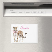 Leopard Pink Bow Magneet (Insitu (Vaatwasser))
