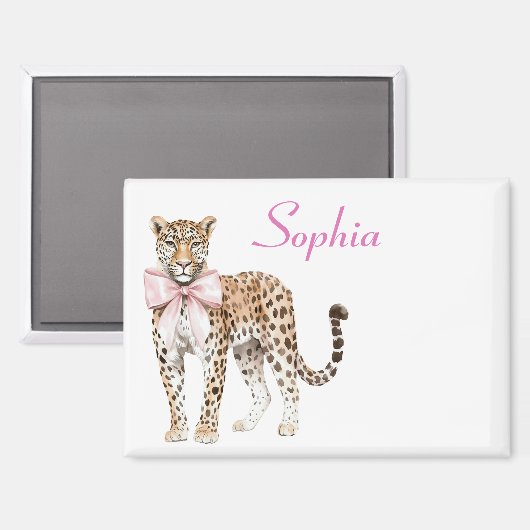 Leopard Pink Bow Magneet (Voorkant / Achterkant)
