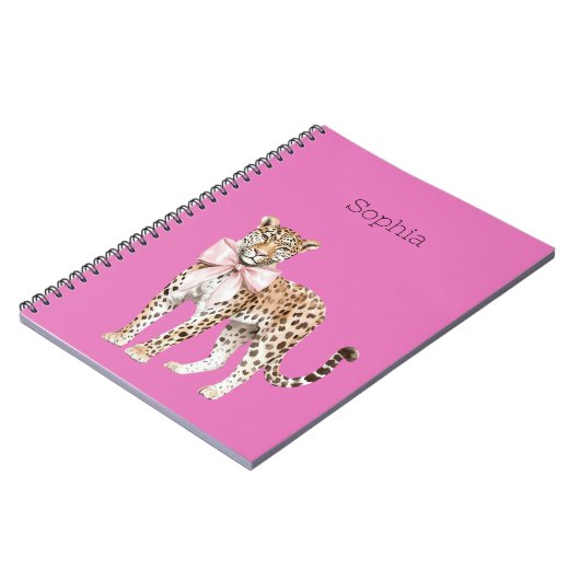 Leopard Pink Bow Notitieboek (Linkerzijde)