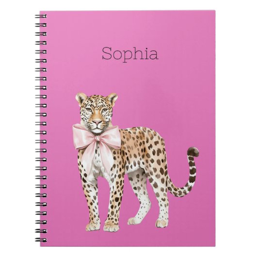Leopard Pink Bow Notitieboek (Voorkant)