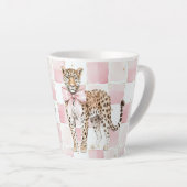 Leopard Pink Bow Squares Latte Mok (Rechterhoek)